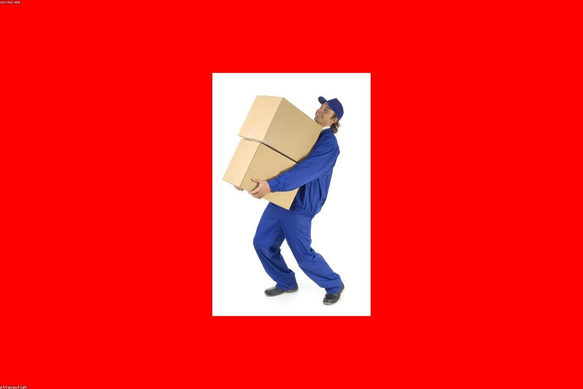 Courier delivering package in urban environment